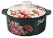 20cm Heat-resistant Clay Casserole - rose garden