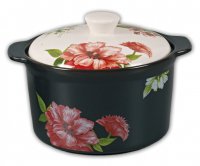 22cm Heat-resistant Clay Casserole - rose garden