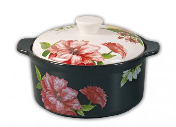 18cm Heat-resistant Clay Casserole - rose garden