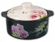 20cm Heat-resistant Clay Casserole - vintage flower