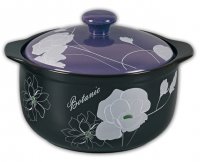 23cm Heat-resistant Clay Casserole - Silver Peony