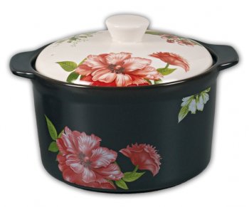 22cm Heat-resistant Clay Casserole - rose garden