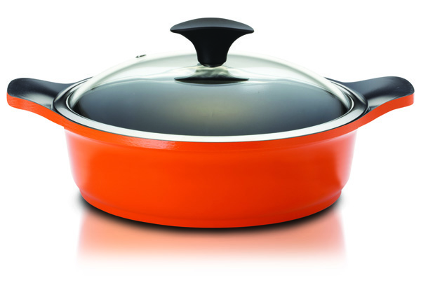 24cm Ceramic Coating Casserole - Low Body - Click Image to Close